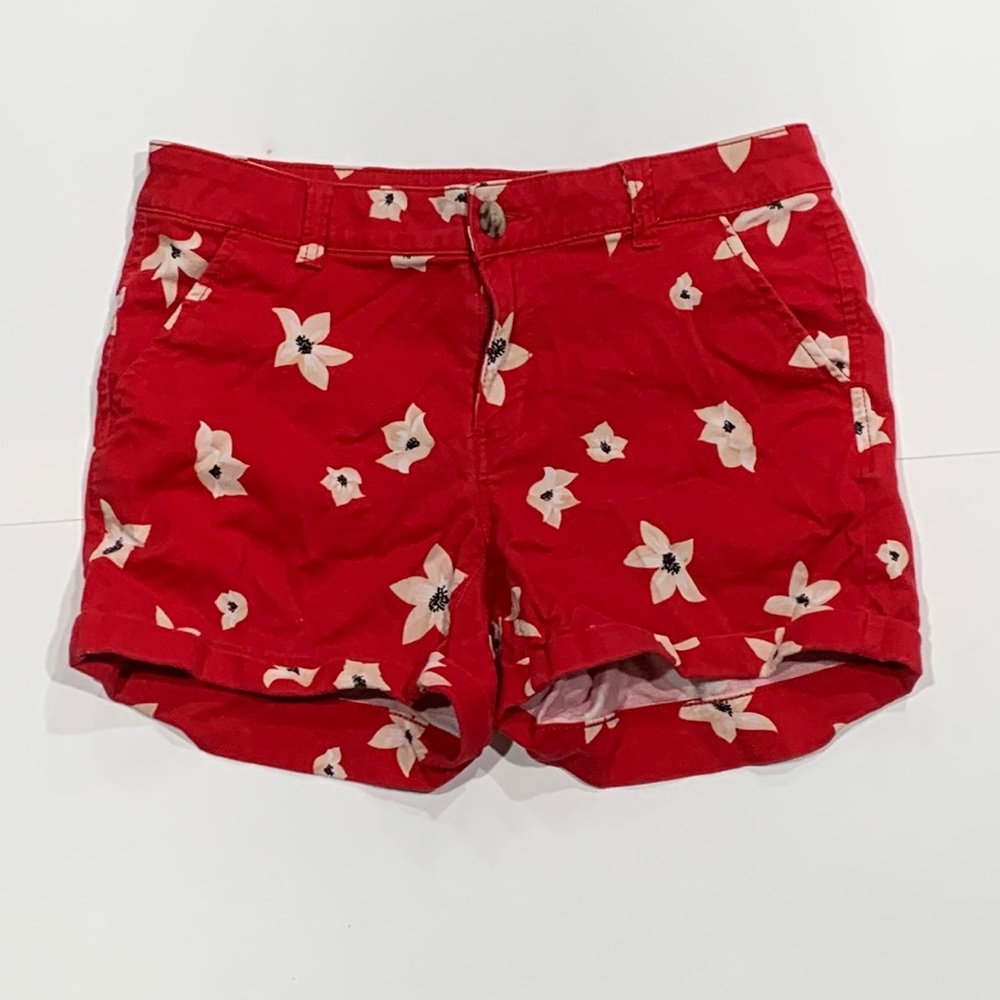 SO Khaki Red Hawaiian Floral Low Rise Short - Junior Size 5